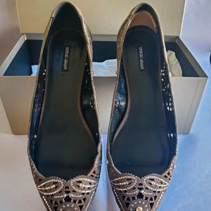 GIORGIO ARMANI brown beautiful ballerina suede sho